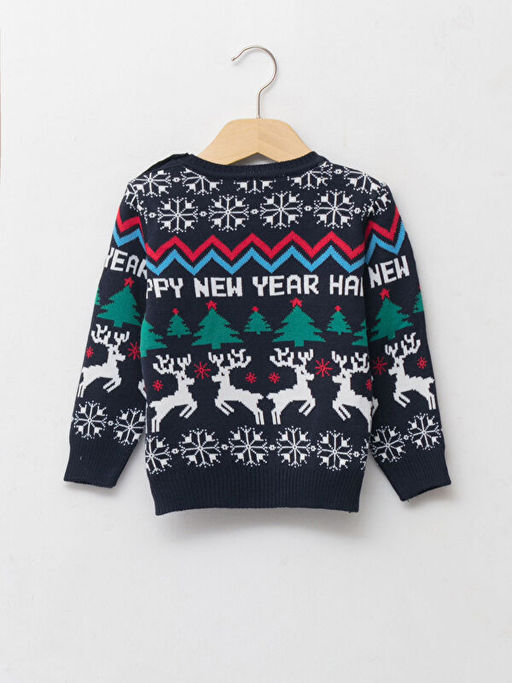 Bisiklet Yaka Uzun Kollu Y?lba?? Temal? Erkek Bebek Triko Kazak Baba ve O?ul Kombini - Waikiki фото 2