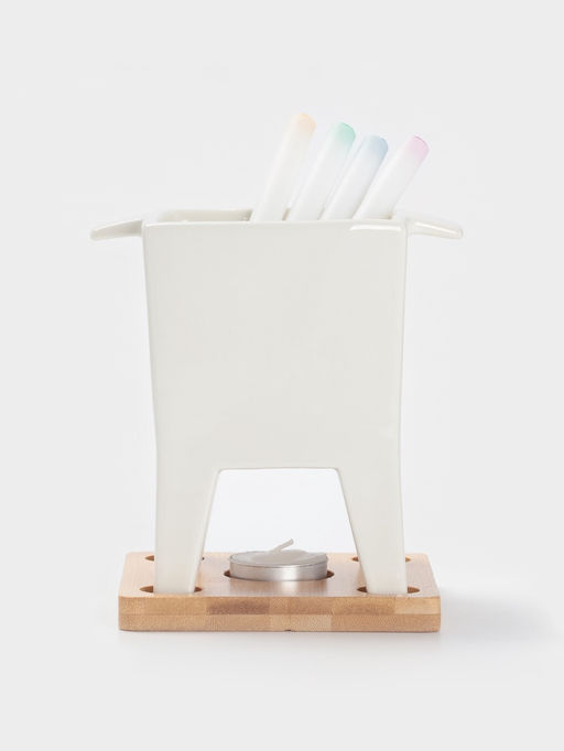 Набор для фондю BellaTenero, 620 мл, 4 шпажки, фарфор, белый  фото 4