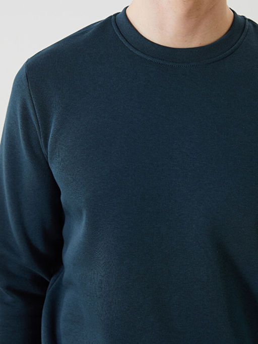 Bisiklet Yaka Uzun Kollu Bask?l? Erkek Sweatshirt