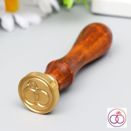 Печать для сургуча с деревянной ручкой «Свадебные кольца», 9×2.5×2.5 см