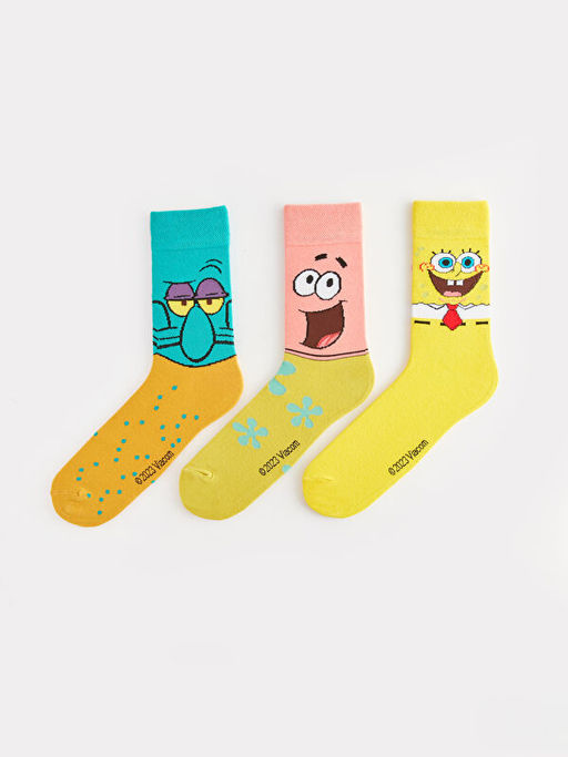 S?nger Bob Bask?l? Erkek Soket ?orap 3l?