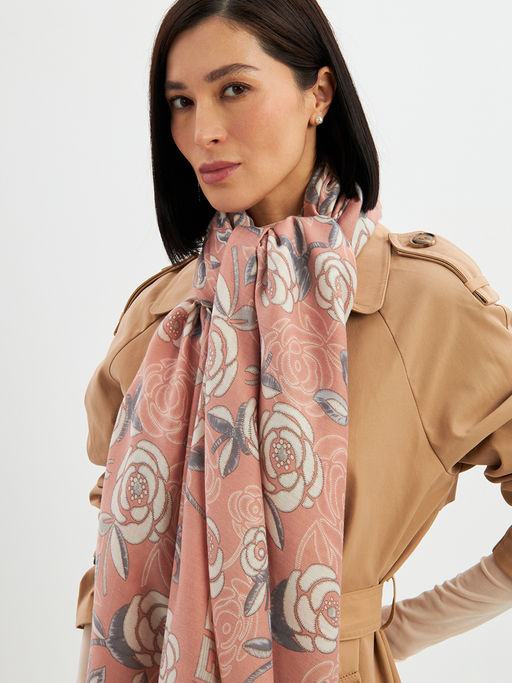 Большой, мягкий, тонкий и очень нежный двусторонний палантин с рисунком. - Tantino фото 15