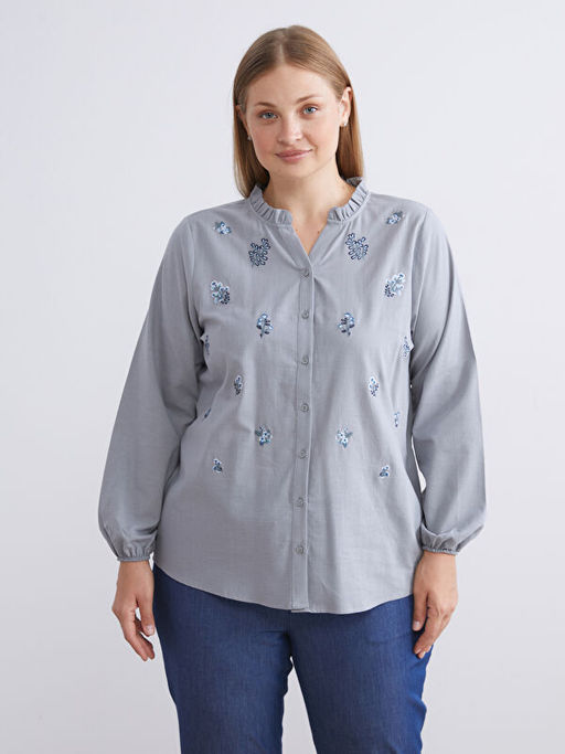 F?rf?rl? Ka??k Yaka ?i?ekli Kad?n G?mlek