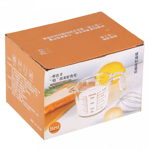 Кружка стеклянная мерная Best 350мл, д10,3см, h9,2см, длина 15см, 3 блока с делениями, прозрачный, в коробке (Китай) - Домашняя мода фото 4