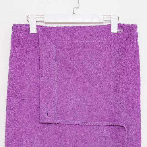 Килт женский для бани и сауны , цвет сиреневый вышивка Снежинки, размер 80х1502 см, махра 300г/м 100% хлопок - Гранд-стиль фото 3