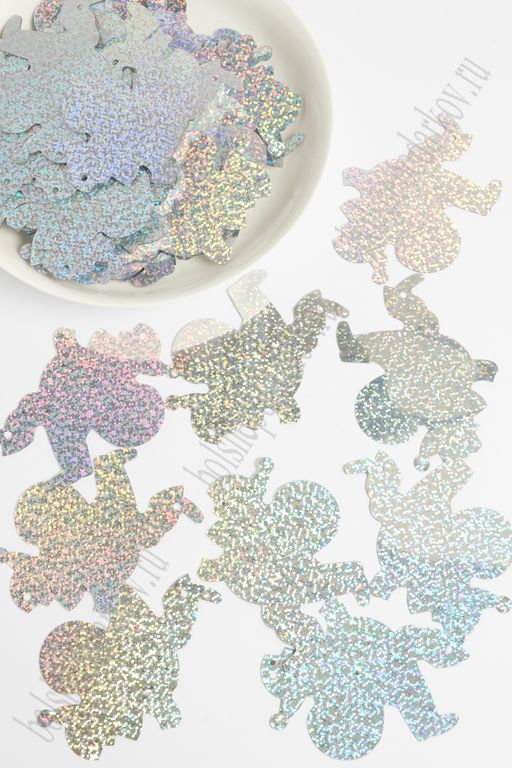 Пайетки 9*7 см "Санта Клаус" 50 гр (SF-1939) серебро №50112