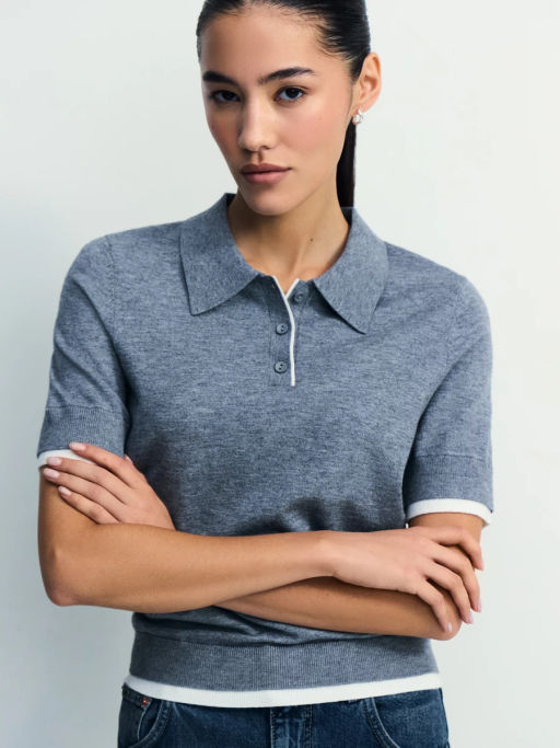 Джемпер поло из вискозы с короткими рукавами / Zarina