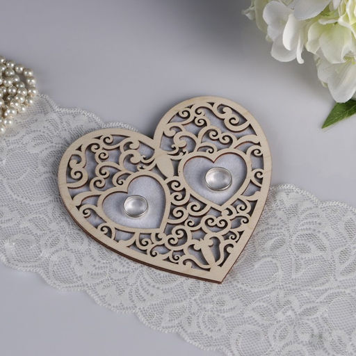 Подставка под кольца Сердце, белая, 16,5х16,5 см - Simaland фото 3