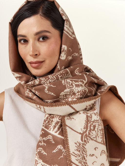 в составе ШЕРСТЬ  и КАШЕМИР Большой, мягкий, теплый  двусторонний палантин - Tantino фото 9