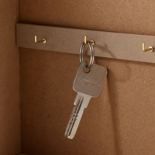 Ключница настенная «Грибы», дерево, 6 крючков, бежево-синяя, 6.2×19.5×25.2 см