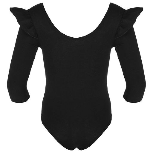 Купальник гимнастический Grace Dance, крылышко, с рукавом 3/4, р. 26, цвет чёрный  фото 5