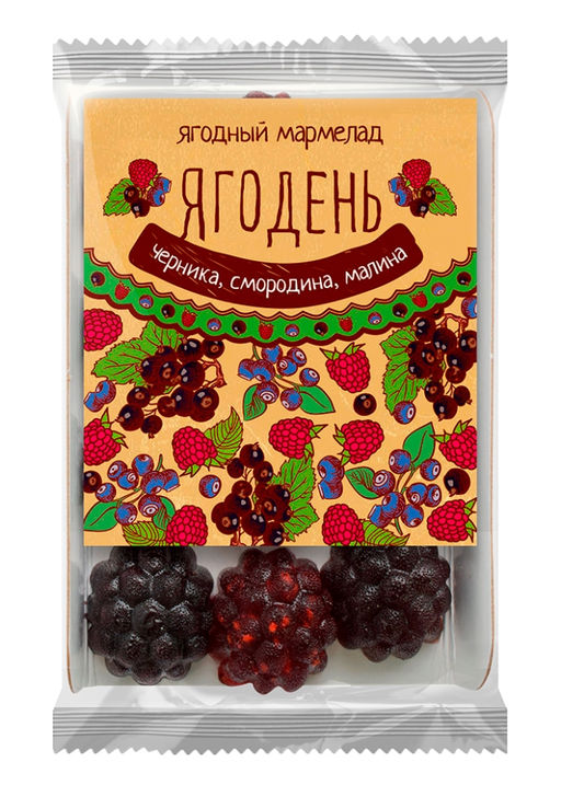 Мармелад Ягодень ассорти, 165 г  черника, смородина, малина - Сибирский кедр фото 6