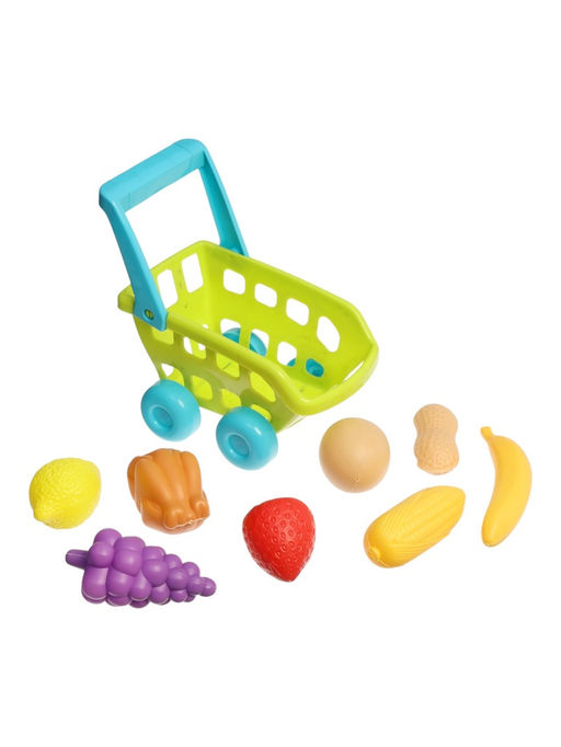 Продуктовая тележка «Магазинчик», с овощами и фруктами, 9 предметов