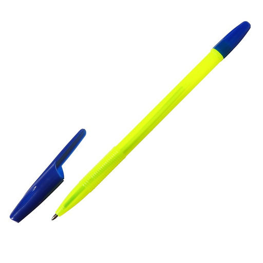Набор ручек шариковых 8 шт. LANCER Office Style 820 узел 0.7 синий, корп. желт неон  фото 3