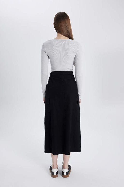 Длинная юбка из габардина карго - Defacto фото 9