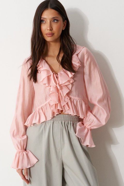 Блузка Annete А2302 свободная розовая  фото 7