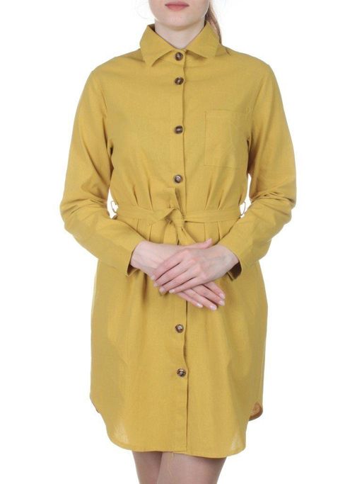 803 YELLOW Платье хлопковое с воротником Fashion