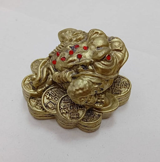 Жаба под бронзу стразы Оберег на процветание 4,5см-6см