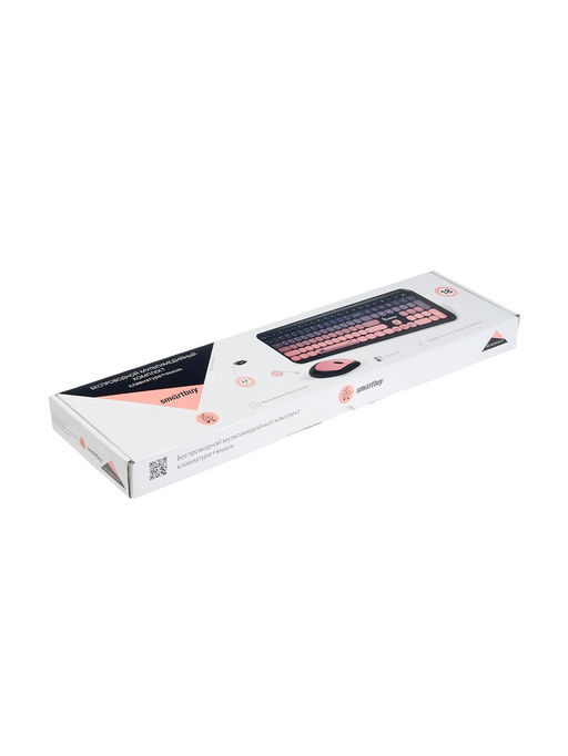Комплект клавиатура и мышь Smartbuy SBC-666395AG-KP, беспроводной, USB, AA, черно-розовый