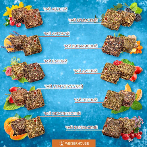 Чай Чайное ассорти кубики (травяной чай) 5-7гр, 1упХ10 шт Новый год коробочка Новогодний ассортимент - Weiserhouse фото 11