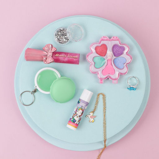 Набор детской косметики «Ты самая чудесная», тени, блеск для губ, бальзам для губ, глиттер, кольцо, подвеска