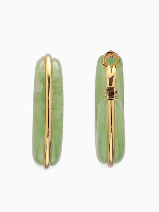 Серьги-кольца акрил «Тренд», нефритовые в золоте