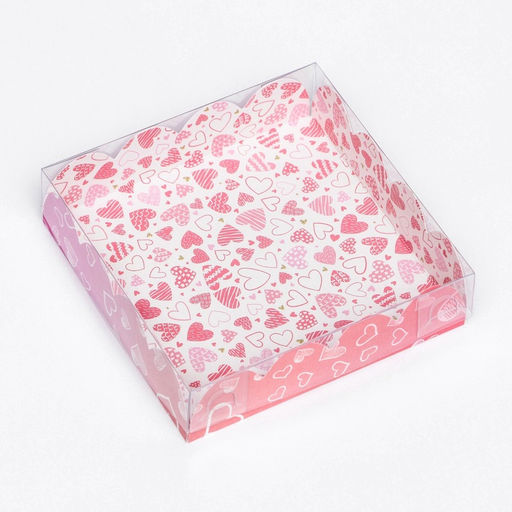 Цена за 5 шт. Коробка для печенья, «Сердца» 12×12×3