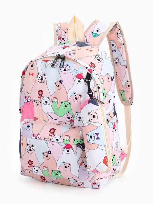 Набор: рюкзак школьный и пенал, с карманами, с принтом, размер 29?12?41 см, розовый/разноцветный