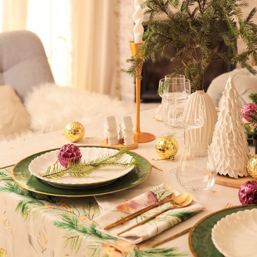 Набор новогодний Spruce mood: скатерть 150×180 см +/-3 см с ВГМО, салфетка 40×40 см-8 шт., 100% хлопок