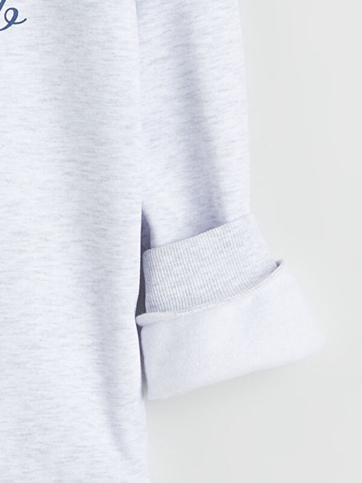 Dik Yaka Los Angeles Bask?l? Erkek ?ocuk Kal?n Sweatshirt