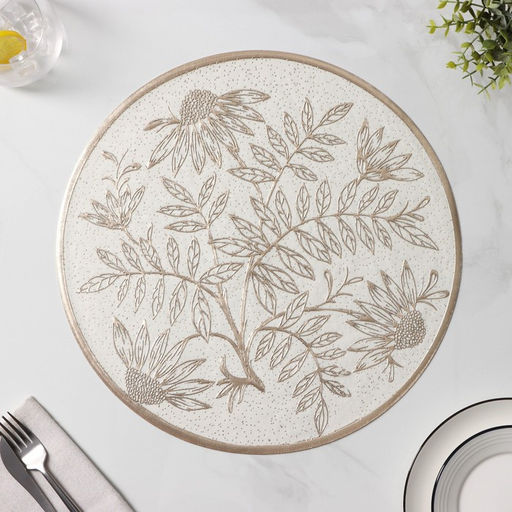 Набор салфеток сервировочных Доляна Ботаника, 2 шт, d=38 см, цвет бежевый  фото 4