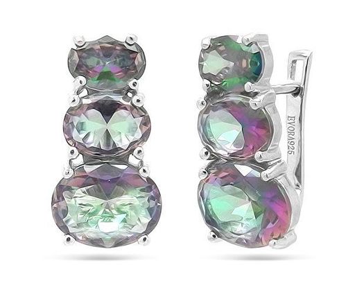 Серьги из серебра мистик кварц, Флави