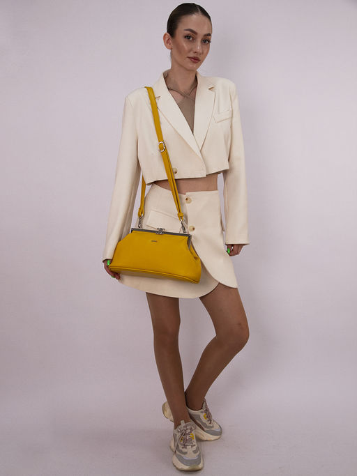 LACCOMA сумка Фиона-Ф826-желтый эко кожа хлопок  фото 6