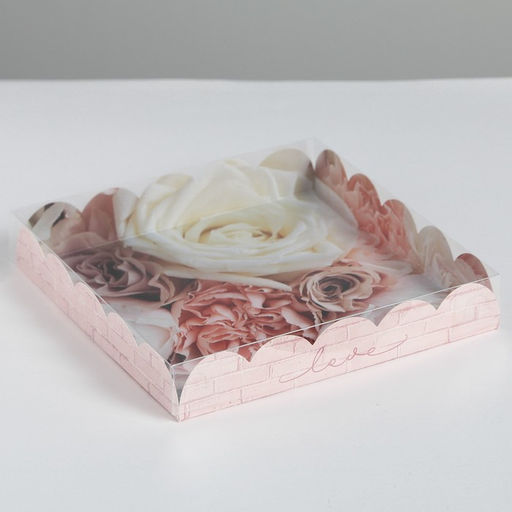 Цена за 5 шт. Коробка для печенья, кондитерская упаковка с пластиковой крышкой, My best wishes, 18?18?3 см