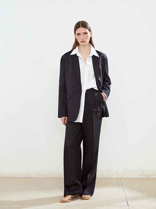 Loose Fit %100 Keten Kad?n Pantolon