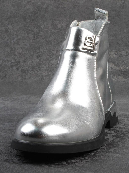 01-B48B-87C GREY/SILVER Ботинки демисезонные женские (натуральная кожа, байка)