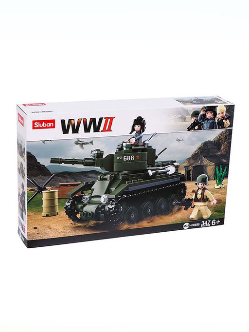 Конструктор Армия ВОВ Sluban «Боевой танк БТ-2», 347 деталей