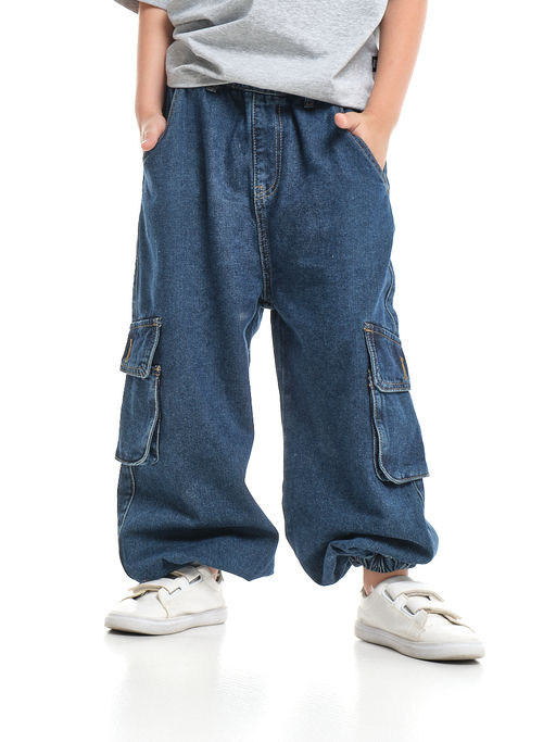 Джинсы карго 33-7655 синий - Mini maxi фото 7