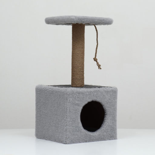 Домик для животных, с когтеточкой и полкой, джут, 32 х 32 х 64 см, серый - Simaland фото 13