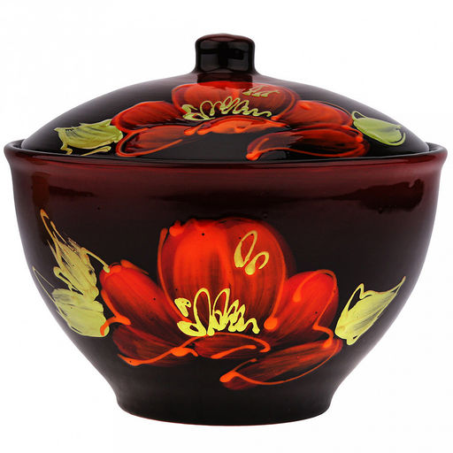 Салатник керамический Подарочный 2,25л, д21,5см, h18,5см, Мак черный, с крышкой (Россия) - Домашняя мода фото 3