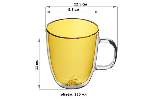 Набор 2 кружек 350 мл 12,5*9,5*11 см Crystal glass золотистый - Elan gallery фото 2