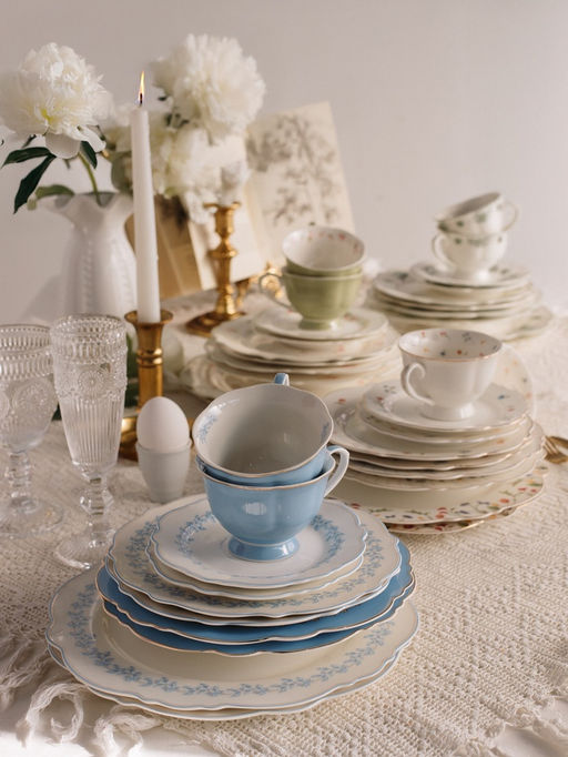 Чайная пара WY Royal blue, фарфор, 220 мл, голубая