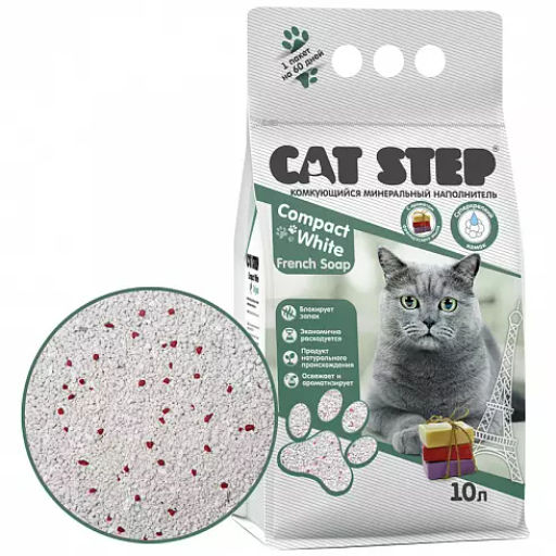 Наполнитель комкующийся минеральный CAT STEP Compact White French Soap, 5 л  фото 2