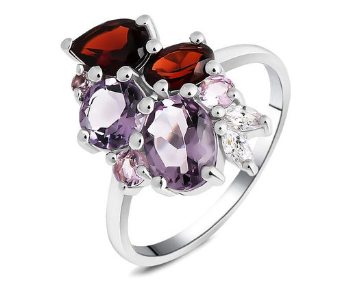 Кольцо, аметист , гранат , морганит, Юг