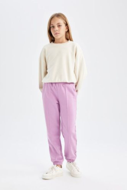 K?z Cocuk Beli Pacas? Lastikli Basic Duz Jogger Esofman Alt?