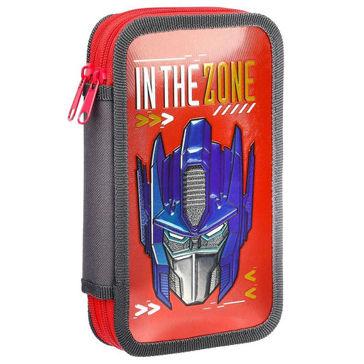 Пенал каркасный с эффектом металлик, 2 секции, 12.5×20.5×4 см, ламинированный картон, «Трансформеры»