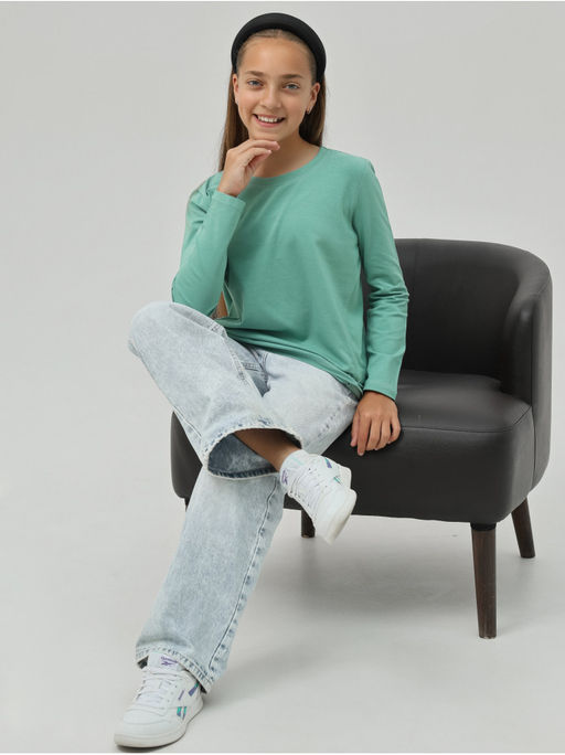 Лонгслив детский "Школьный" малахит