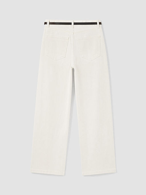 Beli Kemerli Wideleg Kad?n Jean Pantolon