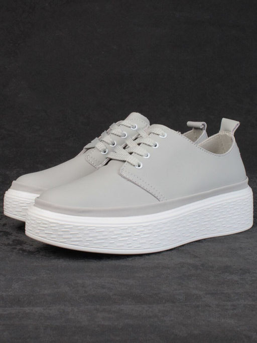 05-PDF88-2 GRAY Кроссовки женские (натуральная кожа)