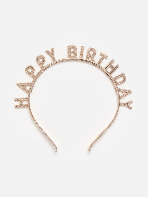Цена за 2 шт. Ободок "Happy birtday" розовое золото
